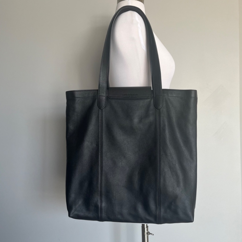 Longchamp Le Pliage Cuir LGP Graffiti Leather Tote Black Graphic Shoulder Bag - Picture 4 of 10